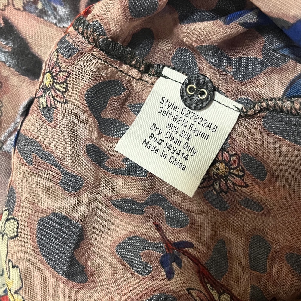 NWT Floral Stripe Mixed-Print V-Neck Tunic Top - Blue Multi Size S - Picture 11 of 11